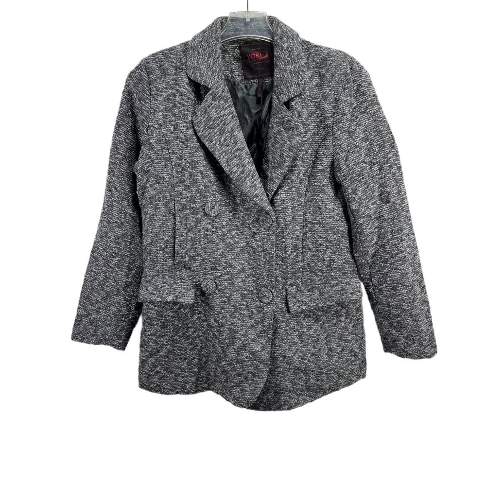 Yoki New York Womens Pea Coat Size M Gray Double Breasted Wool Pockets Lined